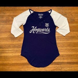 Harry Potter Hogwarts navy/white 3/4 sleeve top